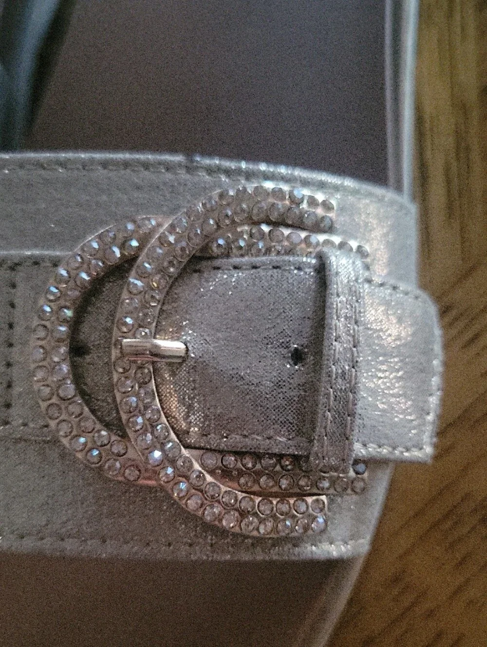 Metallic Gold Slide Sandals with Decorative Buckle 10.WIDE